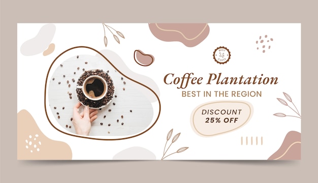 Vector gratuito banner de venta dibujado a mano de plantación de café