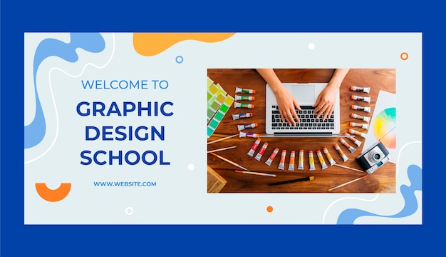 Banner de venta de diseñador gráfico dibujado a mano
