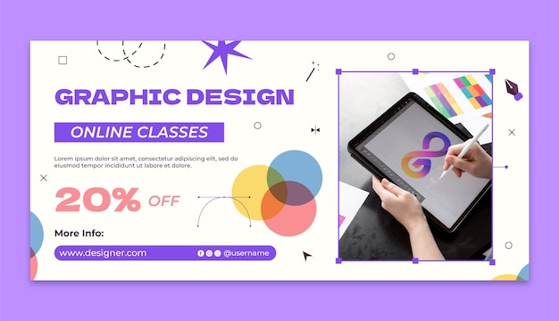 Vector gratuito banner de venta de diseñador gráfico de diseño plano