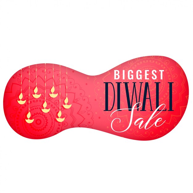 Banner de venta de diwali con colgante de diya.