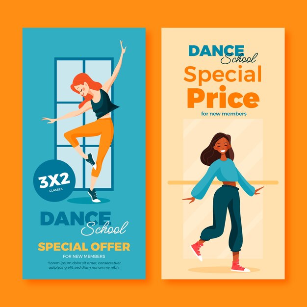 Banner de venta de escuela de baile dibujado a mano