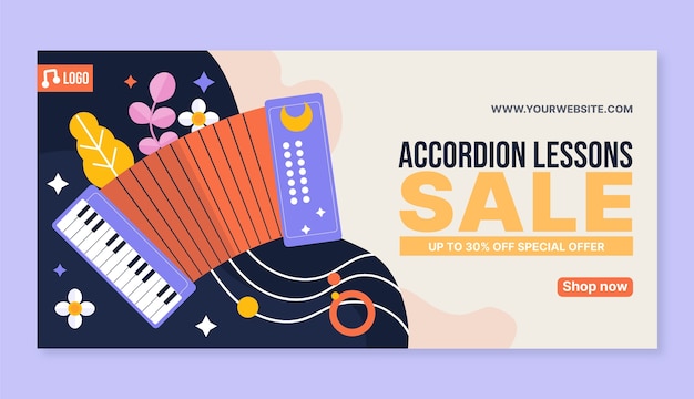 Vector gratuito banner de venta de escuela de música minimalista