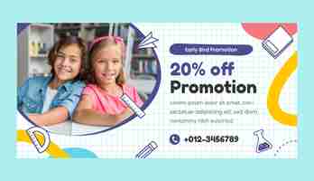 Vector gratuito banner de venta de escuela privada dibujado a mano