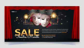 Vector gratuito banner de venta de espectáculo de teatro realista