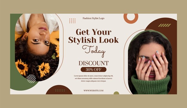 Banner de venta de estilista de moda de diseño plano