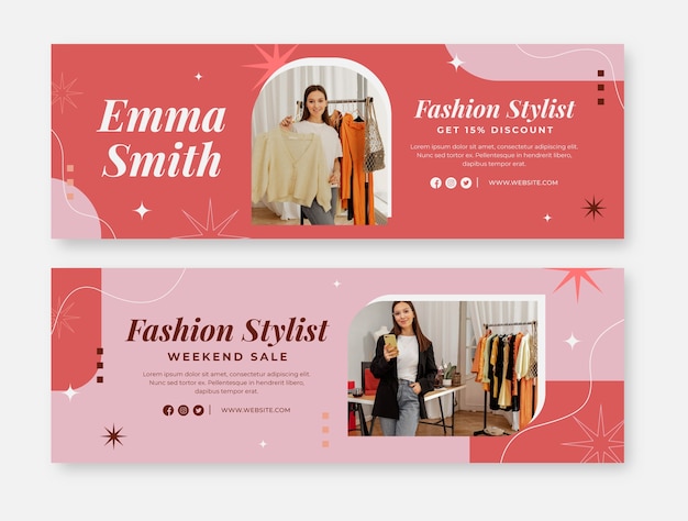 Banner de venta de estilista de moda de diseño plano