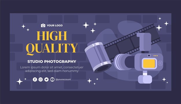 Banner de venta de estudio de fotografía dibujado a mano