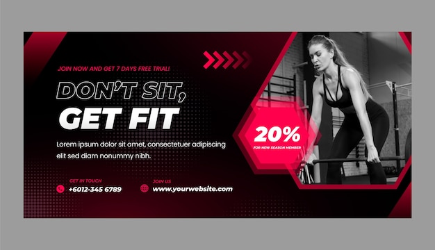 Vector gratuito banner de venta de gimnasio degradado