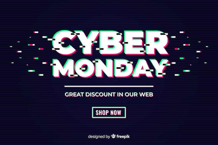 Vector gratuito banner de venta de glitch cyber monday