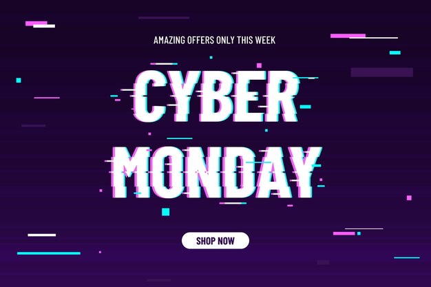 Banner de venta de glitch cyber monday