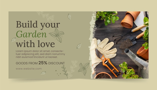 Vector gratuito banner de venta de hobby de jardinería dibujado a mano