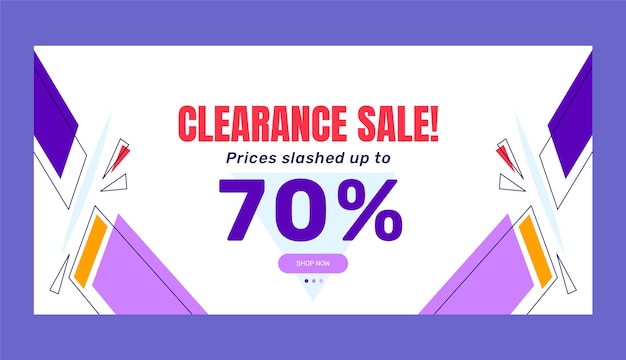 Banner de venta horizontal de diseño plano