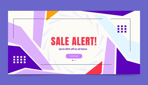 Banner de venta horizontal de diseño plano
