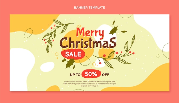 Vector gratuito banner de venta horizontal de navidad dibujado a mano