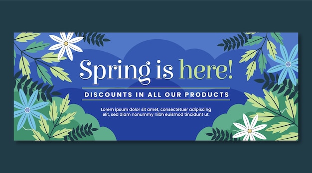 Vector gratuito banner de venta horizontal de primavera plana