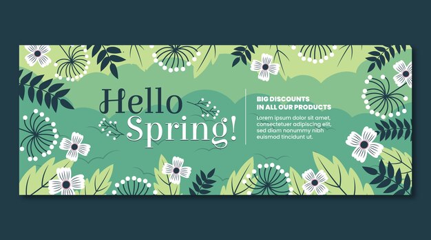 Banner de venta horizontal de primavera plana