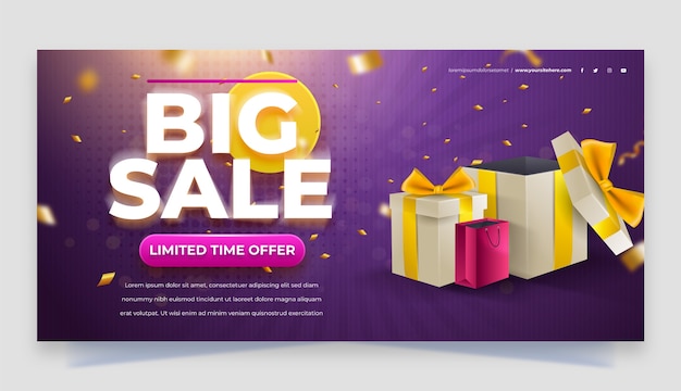 Banner de venta horizontal realista