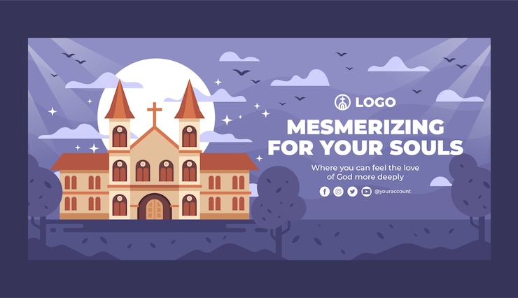 Vector gratuito banner de venta de iglesia cristiana dibujado a mano