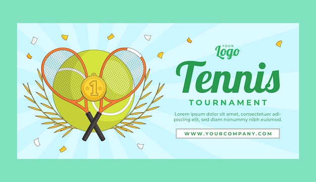 Banner de venta de juegos de tenis dibujado a mano