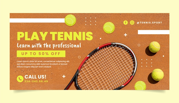 Banner de venta de lecciones de tenis de diseño plano