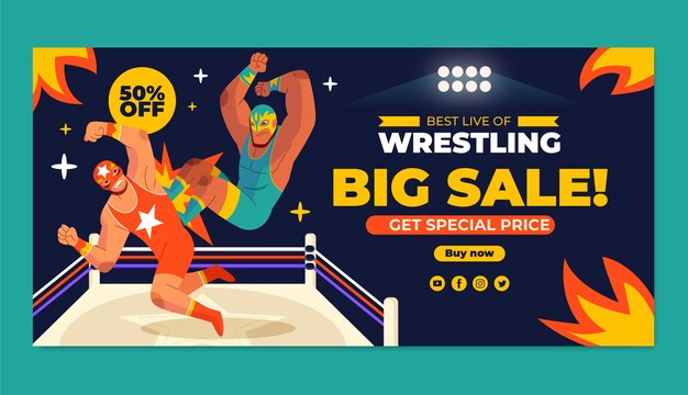 Banner de venta de lucha libre dibujado a mano
