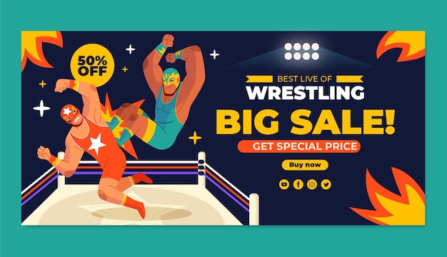 Banner de venta de lucha libre dibujado a mano