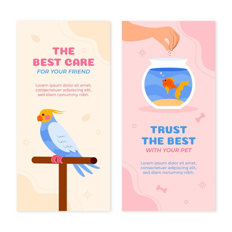 Vector gratuito banner de venta de mascotas sentado dibujado a mano