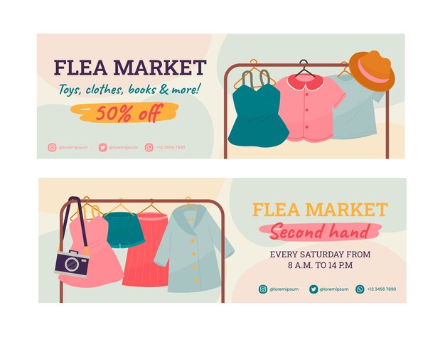 Banner de venta de mercadillo de segunda mano