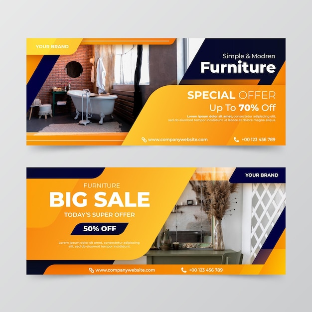 Vector gratuito banner de venta de muebles degradados