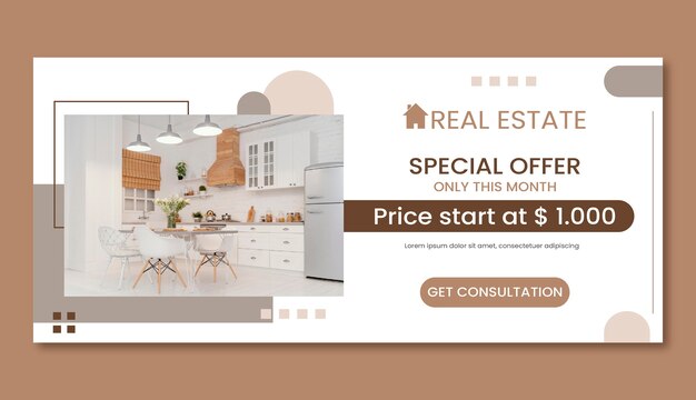 Banner de venta de negocios inmobiliarios dibujado a mano