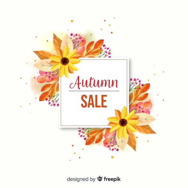 Vector gratuito banner de venta otoño acuarela