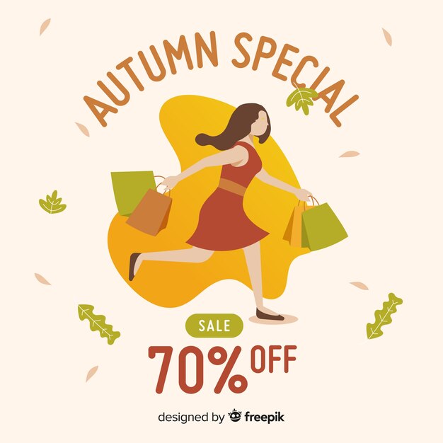 Banner de venta otoño dibujado a mano