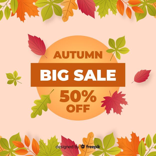Banner de venta otoño diseño plano