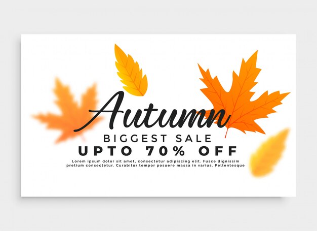 Banner de venta otoño con hojas de temporada