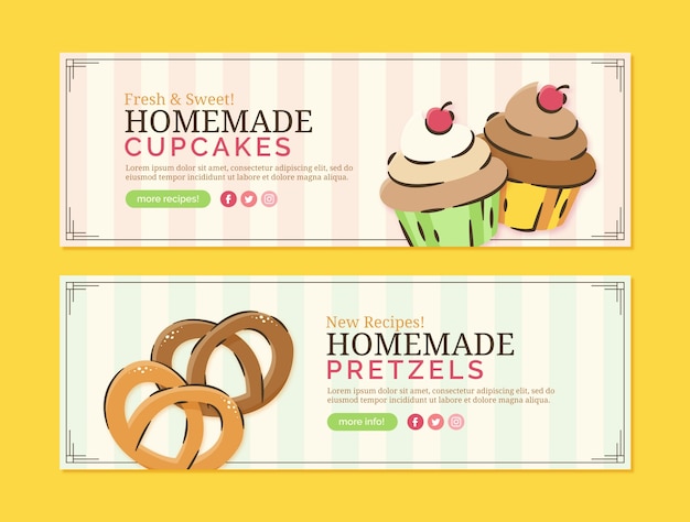 Vector gratuito banner de venta de panadería dibujado a mano