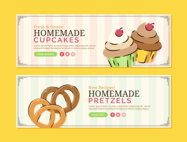 Banner de venta de panadería dibujado a mano