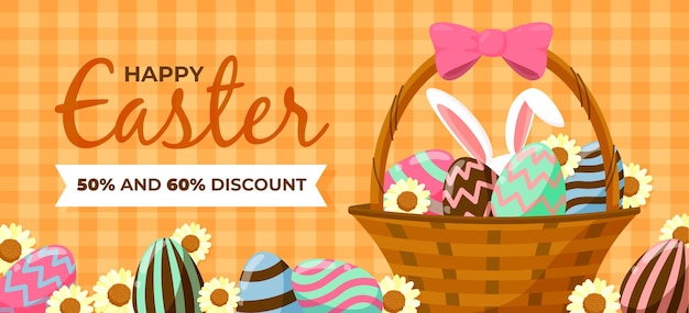 Vector gratuito banner de venta de pascua plana