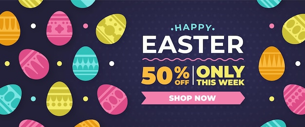 Vector gratuito banner de venta de pascua plana