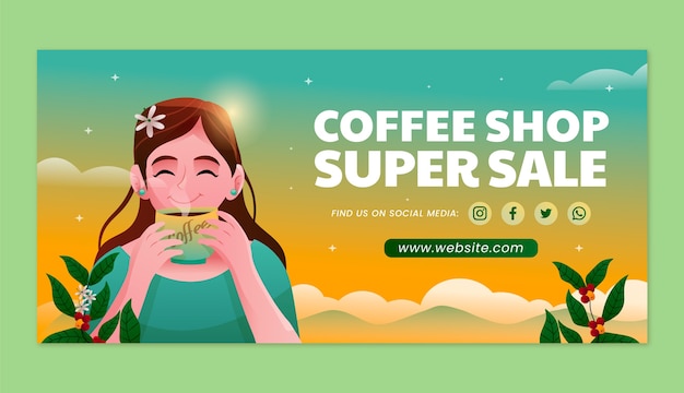 Banner de venta de plantación de café degradado