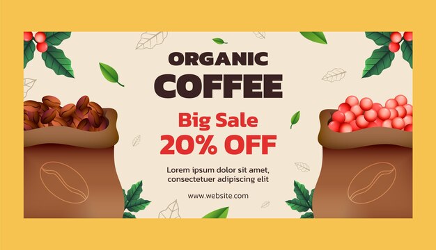 Banner de venta de plantación de café degradado