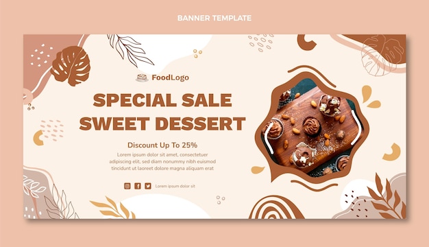 Banner de venta de postres especiales de diseño plano