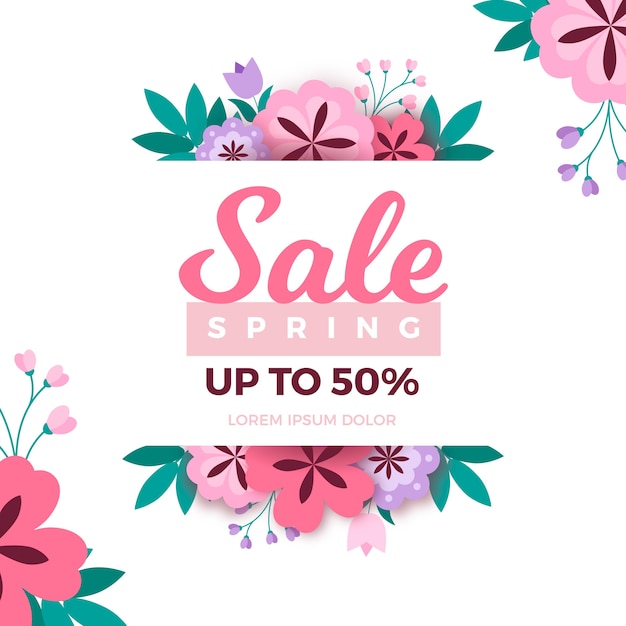 Vector gratuito banner de venta de primavera de diseño plano