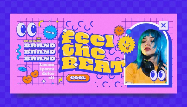 Banner de venta de publicidad retro dibujado a mano