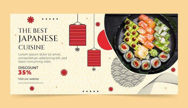 Banner de venta de restaurante japonés