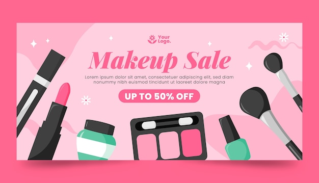 Vector gratuito banner de venta de salón de belleza dibujado a mano