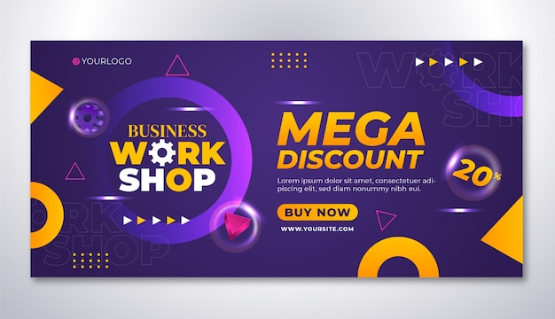 Vector gratuito banner de venta de taller de negocios degradado