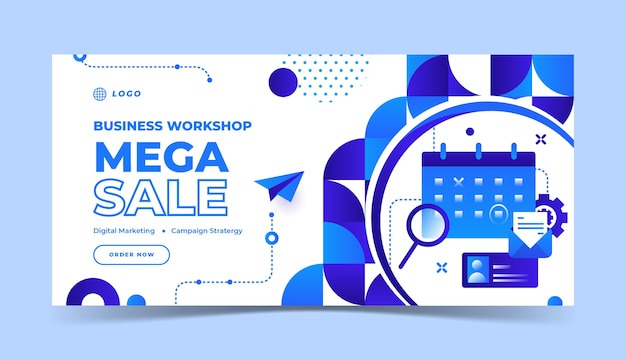 Vector gratuito banner de venta de taller de negocios degradado