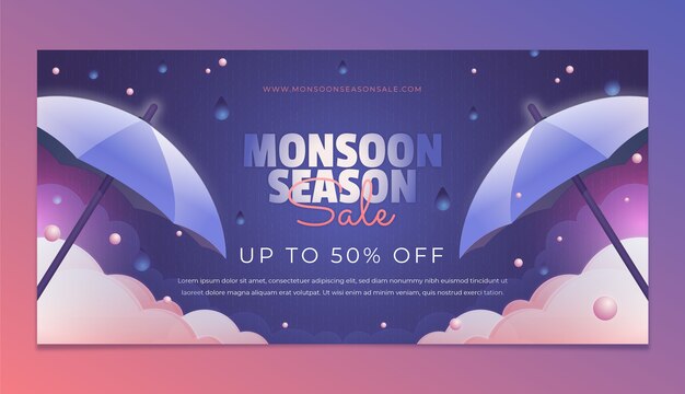 Banner de venta de temporada de monzón degradado