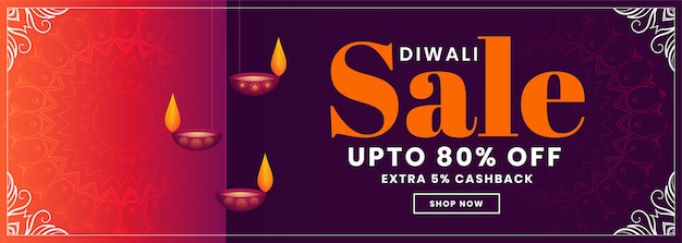 Banner de venta de vacaciones feliz diwali