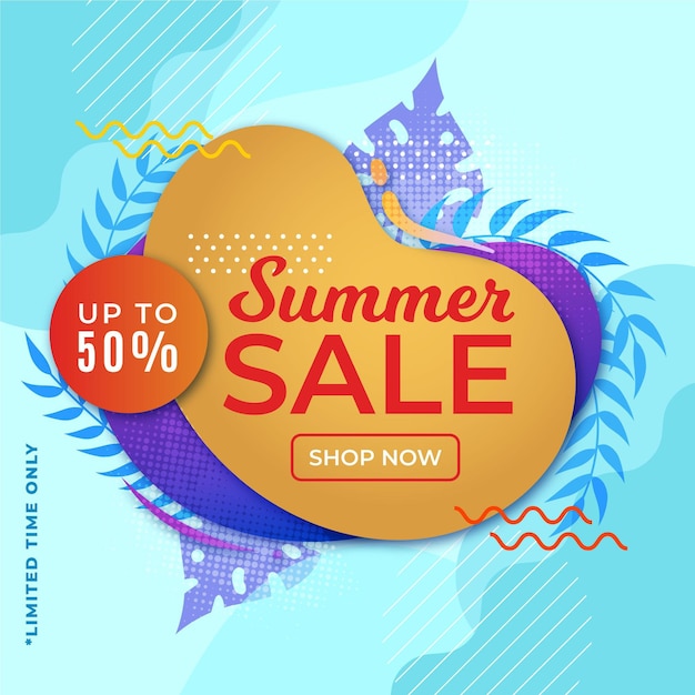 Vector gratuito banner de venta de verano colorido